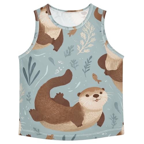 susiyo Adorable Otters Pattern Boys Sleeveless Tank Top Girls Athletic T Shirt