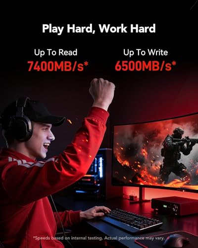 Image of Lexar ARES 4TB SSD, M.2 2280 PCIe Gen4x4 1.4 Internal NVMe SSD, Up to 7,400MB /s Read & 6,500MB /s Write, Internal Solid State Drive for PS5, PC, Laptop, Gamers, Creators, Professionals