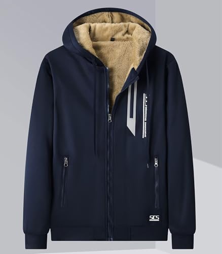 INVACHI Hoodies for Men Warm Winter Sherpa Lined Sweatshirt Full Zip Up Fleece Sweatshirts with Pockets3