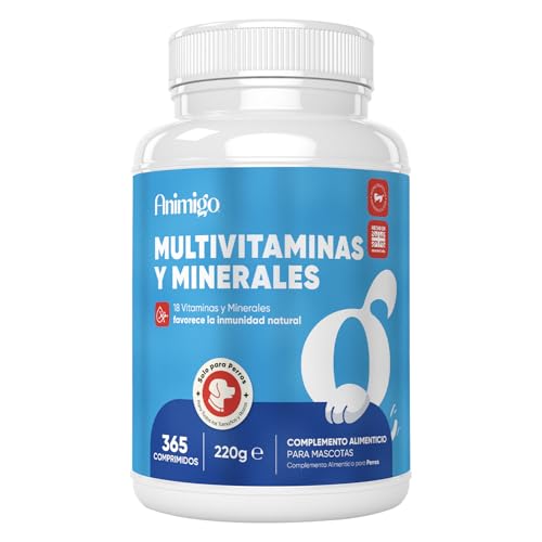 Multivitaminas y Minerales para Perros - 365 Comprimidos, 18 Vitaminas para Apoyo Inmunológico, Piel, Pelo y Articulaciones - Ideal para Todas Las Razas y Tamaños, Mayores y Cachorros