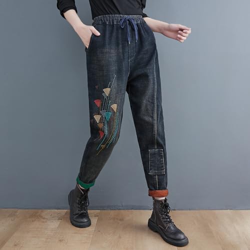 LAI MENG FIVE CATS Women's 2025 Baggy Jeans Harem Pants Drawstring Elastic Waist Barrel Denim4