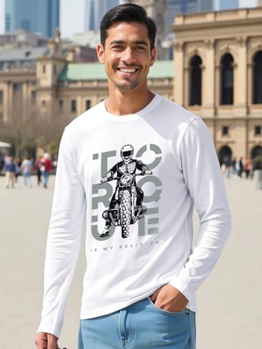 Image of Bewakoof Men's Printed Regular Fit Full Sleeve Round Neck Cotton T-Shirt