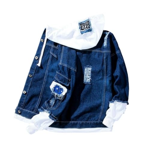 Veste en denim homme patchwork style coréen décontractée et polyvalente automne