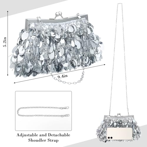 Image of Sparkly Evening Clutch Purse for Women Elegant Sequined Party Bag, Glam Wedding, Prom, Cocktail Night Out Clutch