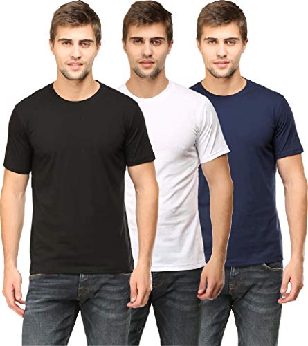 Image of RSO Outfits Men's Regular Fit Plain Half Sleeve Round Neck T-Shirt Combo Pack of 3