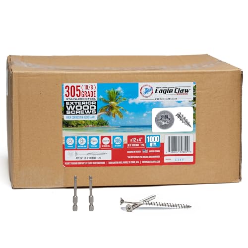 Best Tools Of The Trade Stainless Steel 7 #12 x 4 Inch Stainless Steel Screws 1000 Qty | T25
