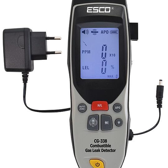 CG-338 wykrywacz wycieków gazu – profesjonalny wykrywacz gazów palnych (metan, propan, butan, gaz ziemny) – bardzo czuły detektor gazu z wyświetlaczem LCD, sygnał wibracyjny i dźwiękowy, certyfikat CE