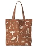 Brown Western Tote Bag, Western Cowgirl Canvas Tote Bag for Women, Western Gifts For Women, Cowgirl Gifts, Brown Tote Bags For Women, Cowgirl Stuff, Brown Reusable Grocery Bags Shopping Bags