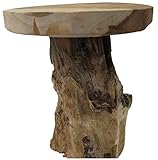  Koop Madera Maciza Teca Taburete 31cm Alto 25cm Diámetro Rústico Hecho a Mano