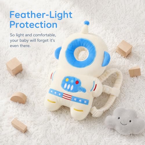 Image of Baby Head Protector Backpack - Soft & Lightweight Fall Cushion Backpack for Toddlers Walking and Crawling(Blue Astronaut)