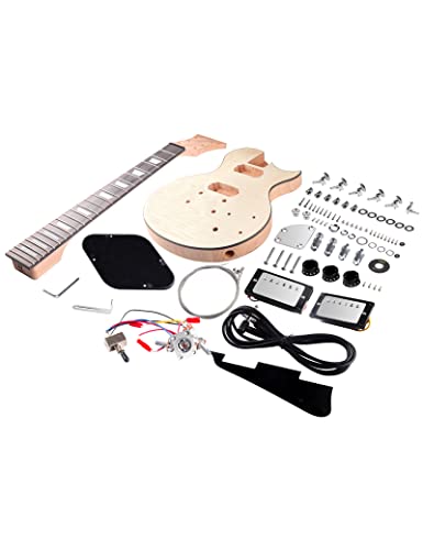 Fistrock Diy Electric Guitar Kit Beginner Kits 6 String With Flamed Maple Veneer Top Mahogany Body Mahogany Neck Poplar Laminate Fingerboard Chrome Hardware Build Your Own Guitar. #TOP2