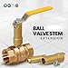 Midline Valve 3UVGZ Ball Valve Stem Extension for 1/4 in., 3/8 in. and 1/2 in. for Water Shutoff in Hard to Reach Applications, Brass