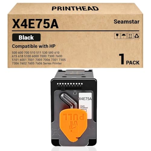 Seamstar X4E75A Black Print Head Compatible with HP Smart Tank 500 600 700 510 511 530 580 610 615 618 Series Printer 5100 6000 7000 7300 7600 5101 6001 7001 7005 7006 7301 7305 7306 7602 7605 7606