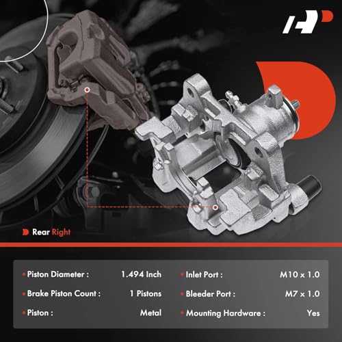 A-Premium Rear Disc Brake Caliper Assembly with Bracket Compatible with Select Ford and Lincoln Models - Fusion 2013-2020, Police Responder Hybrid, SSV Plug-In Hybrid, Continental, MKZ -Rear Right by A-Premium - Image 2