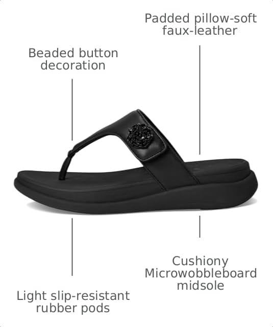 Image of FitFlop F-Mode Go Beadie-Button Adj. Flatform Toe /Post Sandals