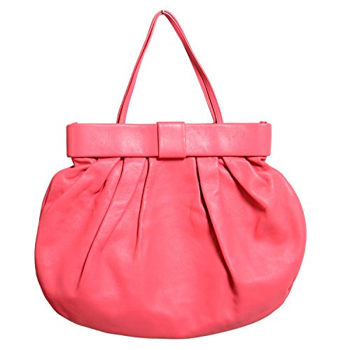 Bolsa feminina vermelha Valentino rosa 100% couro com laço decorado bolsa de ombro