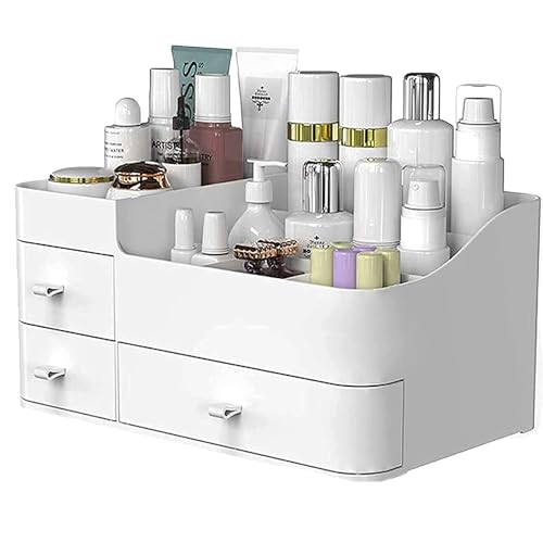BREIS Makeup Organizer,Large Countertop Skincare Organizers for Vanity, Dresser Bathroom Organization and storage for Cosmetics Brushes Perfume Eyeshadow Lotion Gel Nail Polish Lipstick(White)