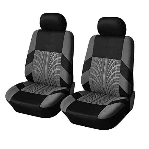 2PCS Car Seat Covers for Front Seats, Breathable Waterproof Polyester Split Automotive Cushion Cover, Vehicle Seat Protectors Driver Interior Accessories Universal for Most Cars, Trucks, SUV (Gray)