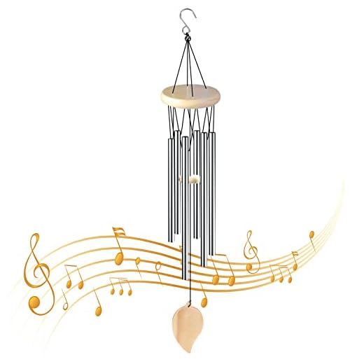 Carillones de Viento Metal, Tiembre de Viento Exterior de Madera, Campanas de Viento Tubo Aleación Aluminio para Hogar Jardín Patio Arbol Balcón Regalos