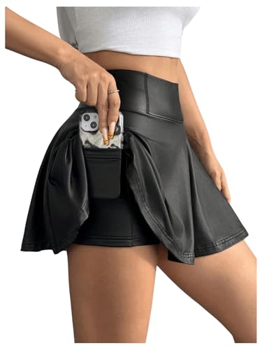 Jupe trapèze pour femme GORGLITTER confortable avec sa taille élastique noire