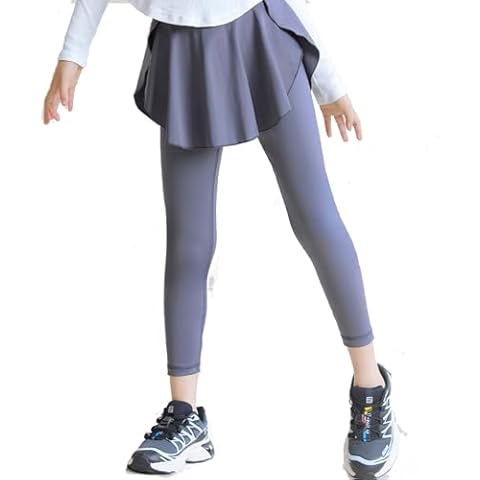 MZSYLK Girls High Waisted Leggings with Skirt Cover