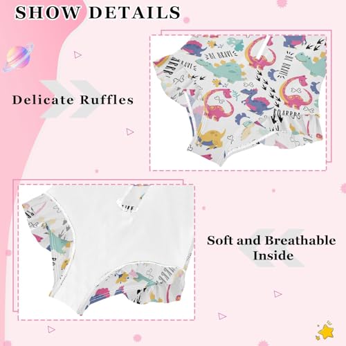 Girls One Piece Swimsuits Long Sleeve Swimsuit Zipper Bathing Suits Cute Dinosaur White Cartoon4