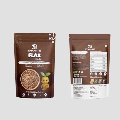 Image of BOTANBITES Flax Seeds 500g | Rich in Omega-3, Fibre & Antioxidants | High Protein Superfood for Digestion, Heart Health & Fat Loss | Raw Seeds for Eating | Vegan & Gluten-Free Snack (500g)