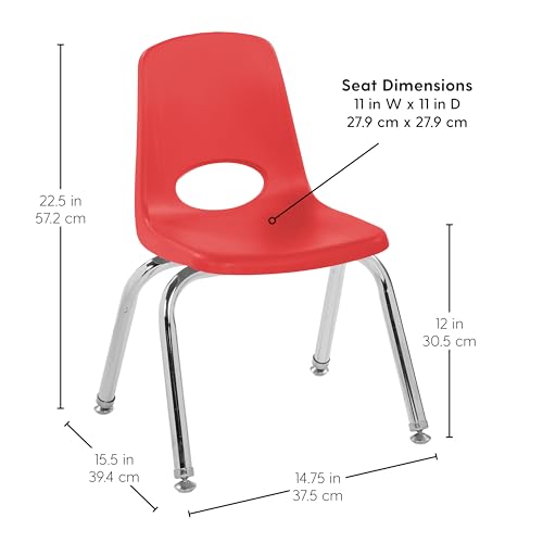 Image of Factory Direct Partners 12 inch School Chairs, Stackable Kids Classroom Chair, Set of 4 Stacking Student Chair with Swivel Glides For Preschool, Kindergarten, and Early Learning Centers, Assorted Colors