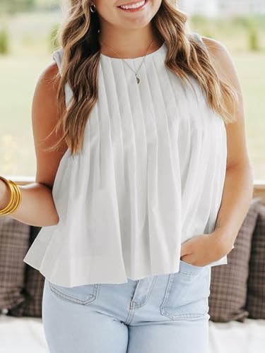 Cicy Bell Womens Pleated Babydoll Tank Tops Summer Peplum Sleeveless Cotton Blouses Loose Fit Flowy Shirts4