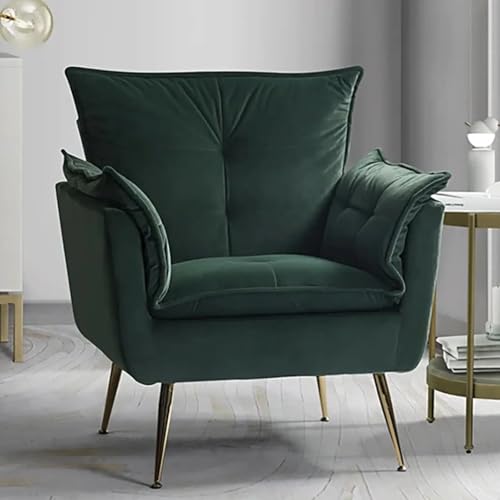 Image of Lakdi The Furniture Premium Velvet Lounge Chair with Deep Seating, Quilted Backrest & Side Pillows, Mid-Century Modern Glam Chair for Bedroom | 5 Years Warranty | Free Assembly - 15185266