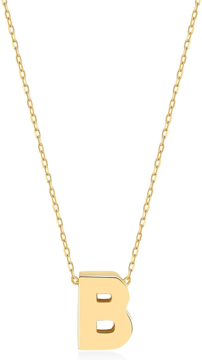 Gelin 14K Solid Gold Initial Necklace for Women (A to Z All Letters)
