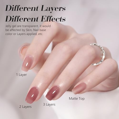 Image of CANNI 9ml Nude Pink Jelly Gel Nail Polish, High Gloss UV LED Soak Off Gel