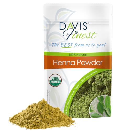 Davis Finest - Organic Henna Powder 100g - PPD-Free Natural Skin Friendly Hair & Beard Dye - Ideal for Hair Colouring & Henna Cone Paste - Easy to Use 100% Plant Based Chemical Free Hair Dye