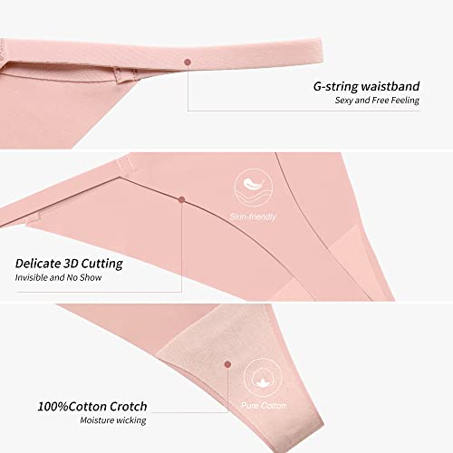 Image of DEANGELMON Seamless G-string Thongs for Women - No Show Thong Underwear Low Rise Stretch Panties Workout Pack