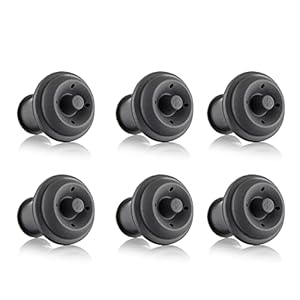 Vacu Vin Wine Saver Vacuum Stoppers – Set of 6 – Gray – for Wine Bottles – Keep Wine Fresh for Up to a Week with Airtight Seal – Compatible with Vacu Vin Wine Saver Pump