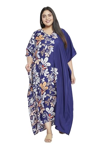 Image of Oussum Women Long Maxi Plus Size Polyester Kaftan Gown, Womens Kaftan Dresses Lounge Resort Wear, Plus Size Kaftan
