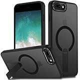 EMMPITU for iPhone 8 Plus Case, for iPhone 7 Plus Case, Built-in Kickstand Magnetic [Compatible with Magsafe] Translucent Protective Shockproof Phone Cover for iPhone 8 Plus/7 Plus 5.5 inch (Black)