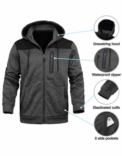 Image of Hoodies for Men Heavyweight Sherpa Lined Jackes Full Zip Fleece Winter Jacket