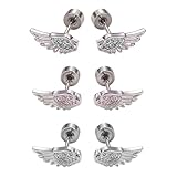 Aretes versátiles para cartílago, diseño de ala, materiales de aleación de larga duración, para cualquier evento, talla única, como se describe, como se describe