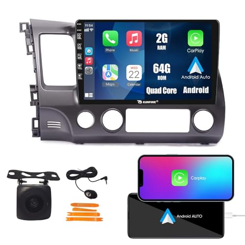 Kunfine Car CarPlay Android Auto Navigation Stereo GPS Radio Reverse Camera Display 10