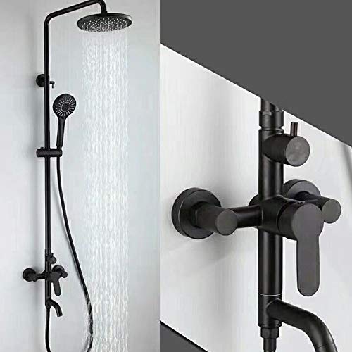 Robinet de douche cascade et pluie noir mat avec sa douchette - 3
