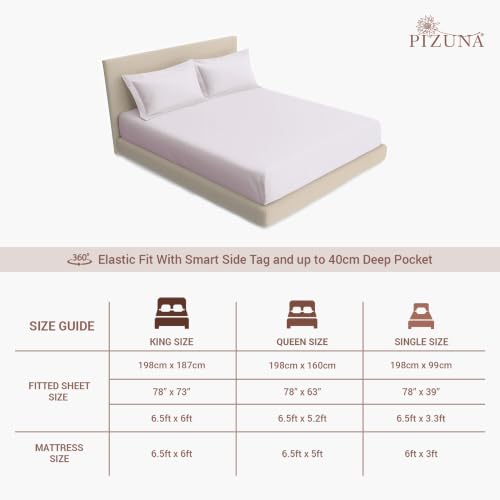 Image of Pizuna 100% Cotton Fitted Bedsheet Single Bed 400 Thread Count Long Staple Cotton Sateen Fitted Bedsheet 40x78 Inch with 1 Pillow Cover, Light Lilac Elastic Fitted Bedsheets Single Bed fits 12 Inch
