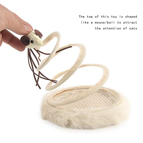 Andiker Interactive Cat Toy, Cat Plush Toy With Spiral Spring Plate And Funny Ball Or Mouse Interactive Stainless Steel Spring Rotating Cat Creative Toy To Kill Time And Keep Fit (Mouse) #TOP4