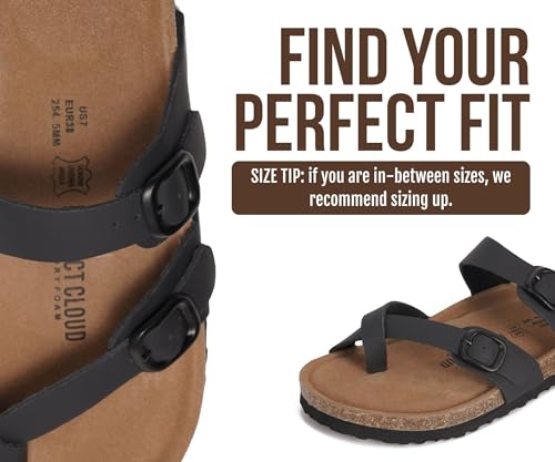 Image of Project Cloud 100% Genuine Leather Womens Sandals -Lightweight Womens Slides Memory Foam Insole & Cork Footbed Sandals Women - Non-Slip Beach Essentials Summer Sandals for Women 2026 (Lian)