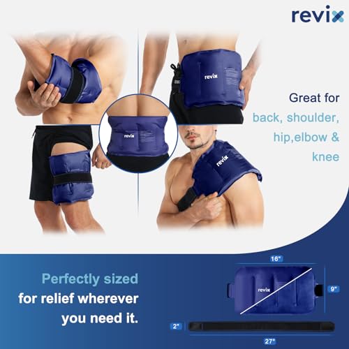 Image of REVIX Ice Pack for Injuries Reusable Gel for Lower Back & Shoulder, Navy