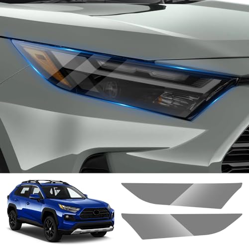 LUNQIN Car Headlight Protective Film for 2019 2020 2021 2022 2023 2024 2025 Toyota RAV4 and RAV4 Hybrid & RAV4 Prime Auto Accessories Exterior Decor Black Smart Tint TPU Cover Vinyl Wrap Self Sticker