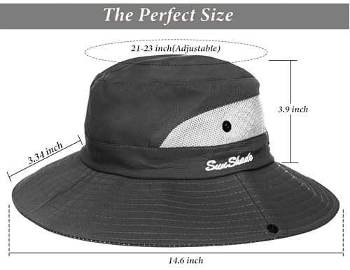 Image of Sun Hat for Women Summer UV Protection Beach Hat Wide Brim Mesh Bucket Fishing Hat with Ponytail Hole Foldable Packable Hat
