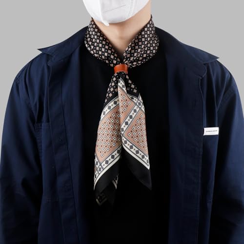Image of 27.5 Inches Square Silk Feeling Neck Scarf for Men Necktie Silk Bandanas Pocket Square Cowboy Scarves