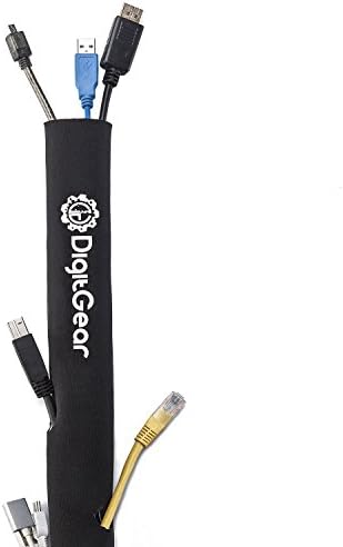 DigitGear 4 x Neoprene Cable Management Zipper Sleeve Organizer, Black