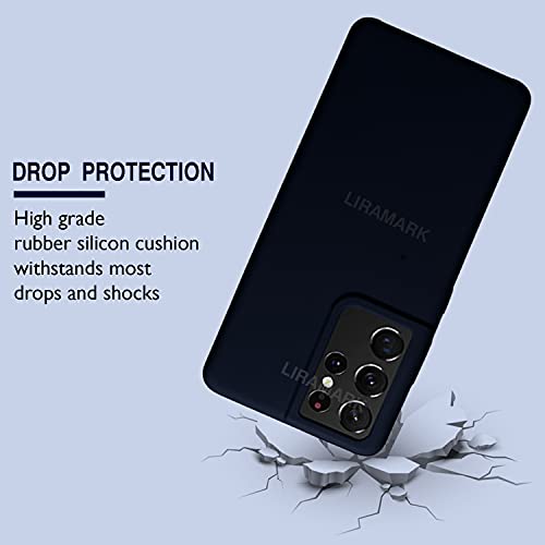 Image of LIRAMARK Liquid Silicone Soft Back Cover Case for Samsung Galaxy S21 Ultra (Midnight Blue)